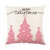 Copertina di cuscino di lino Copertina di cuscino per lancio rosa natalizio 18x18 pollici