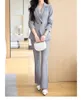 Women's Two Piece Pants Formal Suit Sets Striped Jacket And Gray Black Casual Pantsuit Office Balzer 2 Female Outfits Ropa De Mujer