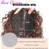 Aosi Perücken Stück Femininstil mittel geteiltes kurzes lockiges Haar natürlicher flauschiger Maisbart Wolle gekräuseltes Perücken Stück 240403