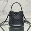 Nieuwe Hollow Out Bag Designer Leather Bucket Bag Luxe Panier Handtas Weave Shop Tote Raisweeken