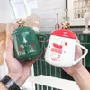 Mugs Ceramic Coffee Mug Christmas Theme With Lid Spoon Handle Cute Cup Kitchen Household Milk Holiday Gift Large Capacity