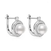 Studörhängen ZFSILVER TRENDY 925 Silver Moissanite Classic Exducite Design Circle Pearl Earring Charm Women Accessories SMEEDCHITY Gift