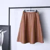 Skirts 2024 Autumn And Winter Simple High Waist Large Swing Three Color Umbrella Skirt Mid Length Genuine Leather Sheepskin S