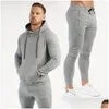 Contrôles masculins pour hommes Spring Automne Cotton Fashion Suits Streetwear Plèvre à sweat à sweat à swets à fermeture éclair Poches Slim Fit Drop Drop Dhjo1