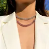 Hiphop smycken isade ut 9mm kubansk CZ -länkkedja bling miami kvinna kubansk halsband armband och fotled för sommaren