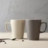 Becher Keramikwasserbecher kreativer Becher mit Griffpaar großer Kapazität Einfacher Kaffeemilch