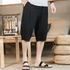 Shorts para hombres 2024 Summer Wear Style China Gran tamaño suelto Pantalones intermedios Middle Lino 5/4