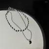 Chaines 2024 Fashion Luxury Black Crystal Glass Perle Collier Chain de cou pour femmes Fleur Flowriat Lock Collar Cadeaux