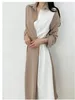 Abiti casual abiti lunghi vestiti vintage coreano chic slim bass hit color bottone elegante per donne vestidos femme