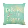 Ocean Series Pillow Case Letter Linen Cushion Cover 18X18 Inches Set of 4