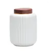 Aufbewahrungsflaschen japanischer Tee Tank Holzdeckel Feuchtigkeitsdicht versiegeltes Glas weiße Porzellankaffee Candy Desktop Dekoration