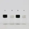 Opslagflessen 100 x 3 ml heldere lege mini -glazen fles met plastic deksels 1/10oz flesjes flesjes 3cc schroefhalsmonster zwarte dop