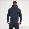 Contrôles masculins pour hommes Spring Automne Cotton Fashion Suits Streetwear Plèvre à sweat à sweat à swets à fermeture éclair Poches Slim Fit Drop Drop Dhjo1