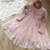Girl's Dresses Kids Fall Winter Dress Girls Flower Girls Vestidos Casual Birthday Wear Long Seve Party Princess Gown 3-8y Children Clothes L240402