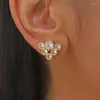 Stud -oorbellen Zakol schattig klein zirkoon voor vrouwen mode geometrische kristallen oorschelpen klassieke gouden kleur bruiloft charme sieraden