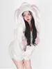 Work Dresses 2024 Spring White Kawaii 2 Piece Skirt Set Women Casual Cute Hooded Top Y2k Sweet Mini Japanese Fashion Suit