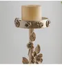 Candle Holders Vintage Iron Holder With White-Washed Adorned Flower Design For Home Decoration