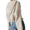 Malha feminina feminino Cardigan Zipper Sweater Knit Design macio e aconchegante Taberado com capuz