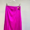 Skirts 2024 Spring Rose Red Slit Midi Skirt