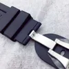 22mm Luxury and High Quality Black Rubber Band 20mm Sivler Folding Deployment Clasp For PAM111 Strap