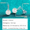 Dangle Earrings Andcool Natural Pearl Silver 925 For Women Fashion Inverted Trapezoidal Moissanite Girls Jewelry Woman