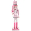 Nötknäppare Soldat Pink Home Accessories Xmas Dekorativa Nutcrackers Desktop Craft Ornament Party Supplies Wood Christmas 240401