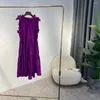 Casual Dresses 2024 Summer Ruffles Loose For Women Orange Violet Poplin Cotton Dress