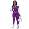 S-2xl Women Tracksuits Inverno Sport Long Patchwork Pantaloni da baseball per due pezzi Set all'ingrosso Drop 240323