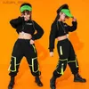 Broek Hip Hop Girls Cargo Pants Crop Top 2 PCS Sets Kids Sweatshirt Joggers Child Dance Desse Cool Outfit Jazz Teen Street kostuums L46