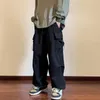 Pantaloni da uomo pantaloni a gamba a gamba a gamba cargo in vita elastico con più tasche in tessuto morbido in tessuto traspirante Design a gamba per lo sport quotidiano