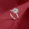 Pierścienie klastra Real 3 moissanite Wedding Ring Oryginalny certyfikowany S925 Silver 9 mm okrągły genialny Diamond Solitaire Prezent zaręczynowy