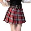 Saias de peito dual penteado mini saia alta cintura alta tartan mulheres adolescentes