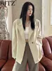 Damespakken BJTZ Fashion Designer Blazers For Women Clothing 2024 Spring Herfst Trend Versatiel losse Casual Tops Coat Vrouw HL120