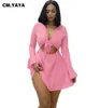 Cmyaya s-2xl printemps mini robe femme manche complète bodycon night club bandage street plage robes vestidos 240325