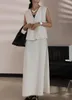 Women's Vests Casual White Linen Suit Vest Coat For 2024 Spring Summer Versatile Designer Sleeveless V-neck Tank Top Female