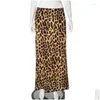 Jupes d'été décontracté le léopard imprimé demi-jupe pour femmes chic zipper haute taille slim fit printemps dame banlieue streetwear drop livsing otrcr