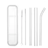 Drinking Straws 1 Set Transparent Glass Straight Bent With Clean Brush & Plastic Box Wedding Party Supplies Reusable