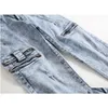 Jeans maschi matita uomini in denim in denim elastico alto elastico logoro in fitta slim neve tasca blu pallida con zip drop drop dropeel abbigliamento dhuu7