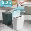 WASTE BINSスマートバスルームのゴミ箱自動袋の電子ゴミは白いタッチレス狭いスマートセンサーガベージビンスマートホーム15L L46