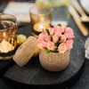 Vases 2 Pcs Flower Box Woven Baskets Sundries Storage Container Trash Seagrass Hand Gift Seaweed Desktop Lid