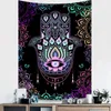 Tapisseries tapisserie colorée de fleurs pour les yeux malémiques totem mandala mur hippie suspendu pour dortoir de salon de chambre à coucher