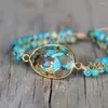 Charm Bracelets Mode Kupfer Türkis Armband Imperial Jasper Perlen Handgefertigt für Frauen Schmuck verpackt