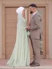 Sukienki imprezowe Eleganckie pełne rękawie aplikacje szyfonowe ślub gości wieczorny koktajl