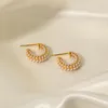 Boucles d'oreilles étalon Youthway Elemy Innelesdless Steel Faux Pearl Mini C-Shape For Women Gold Color Party Temperament Jewelry 2024