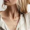 Kedjor E-Manco Fashion Crystal Pendant Halsband Kvinnors flerskiktade rostfritt stål Faux Pearl