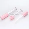 Storage Bottles 6.5ml Empty Clear Tube Lip Gloss Wand 50/100Pieces Plastic Round Cosmetic Container Pink Cap Packaging Tubes