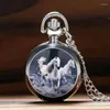 Montres de poche Fashion Vintage Colored Decorative Horse Watch on Chain Quartz Collier Pendante Calloge Cadeaux pour les femmes