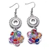 Dangle Earrings ES0263d Arrivals Purple Metal Flower Charms Eardrop Fit 12mm Snap Button Jewelry