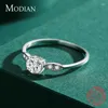 Anillos de racimo Modian Romantic Wedding Ring Real 925 Sterling Silver Round Zirconia Classic Finger For Women Jewellry Gift