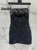 Casual Dresses 3.2 KlasonBell Banquet Party Temperament Strapless Dress Women Bling Diamonds Beading Sexy Backless Collect Waist Short